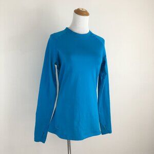 NIKE PRO Combat Dri Fit Blue Fleece Lined Compression Active Wear Shirt